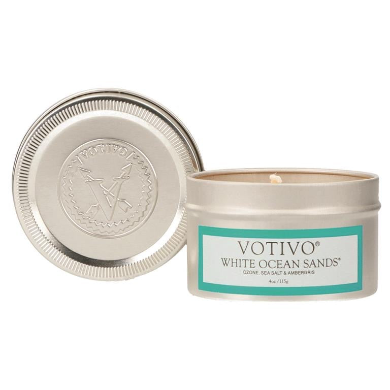 Votivo White Ocean Sands | 4 oz Travel Tin