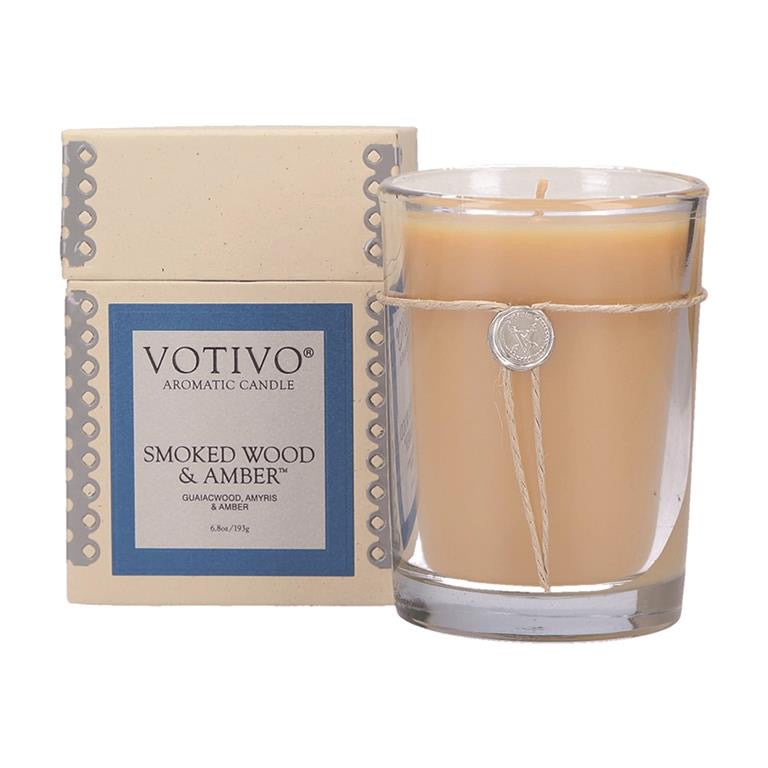 Votivo Smoked Wood & Amber | 6.8oz Aromatic Candle